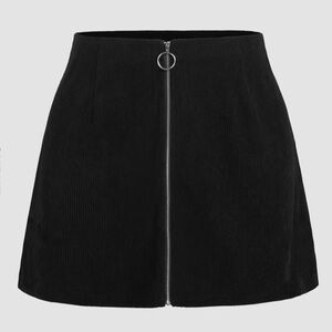 Corduroy Zip-Up Short Skirt Curve & Plus